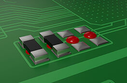 Roter SMD Klebstoff auf grünem PCB